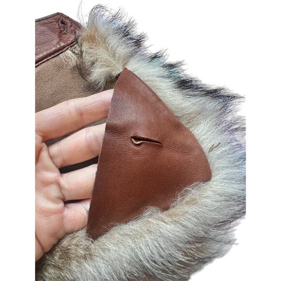 Fox Fur Collar Leather Backing Buttonholes Vintage - Picture 5 of 12